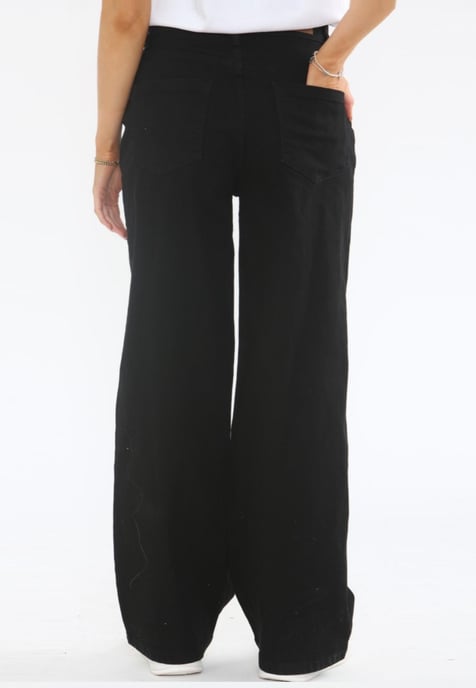 MYT Womens Wide Leg Baggy High Waisted Jeans in Black - Image 2