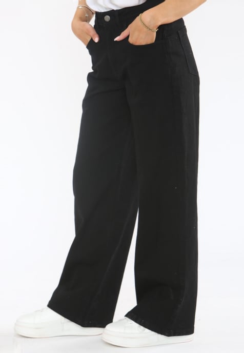 MYT Womens Wide Leg Baggy High Waisted Jeans in Black - Image 3