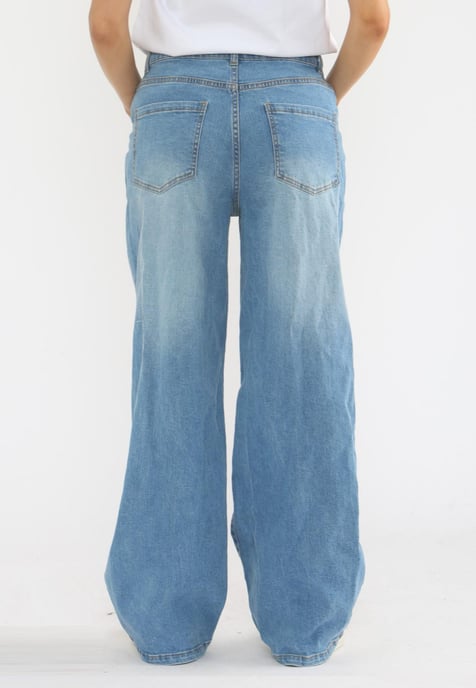 MYT Womens Wide Leg Baggy High Waisted Jeans in Light Blue - Image 2
