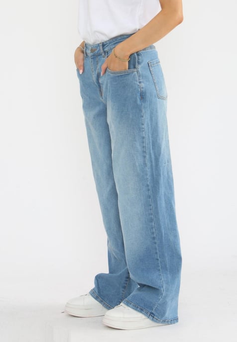 MYT Womens Wide Leg Baggy High Waisted Jeans in Light Blue - Image 3