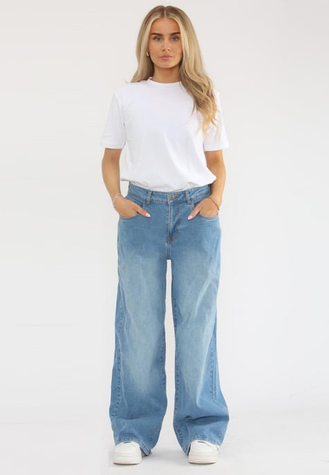 MYT Womens Wide Leg Baggy High Waisted Jeans in Light Blue - Image 6