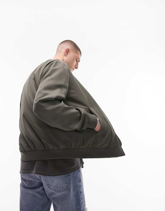 Topman lättviktsbomber i khaki - Image 4