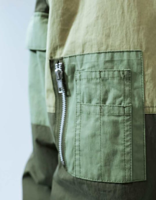 ASOS DESIGN – Grön bomberjacka med överdimension och snitt och söm, del av set - Image 4