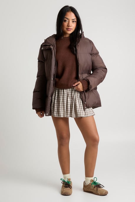 Cinch Waist Hooded Puffer Jacket - Image 1