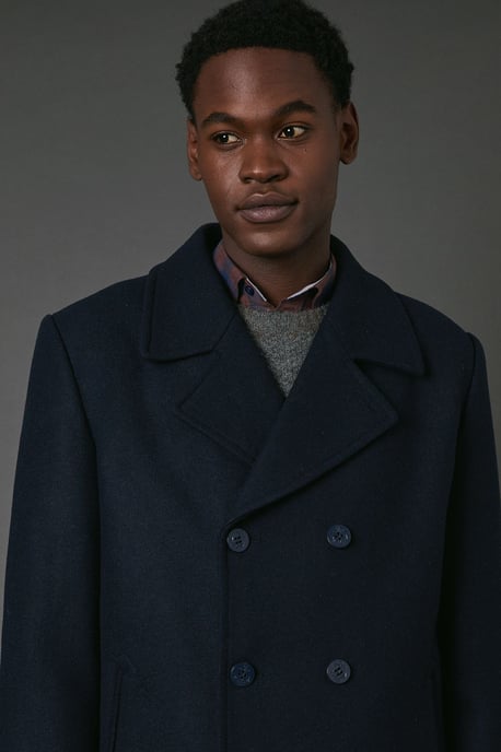 Navy Wool Blend Peacoat - Image 4