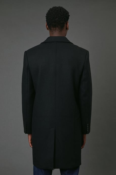 Black Wool Blend Epsom Coat - Image 3