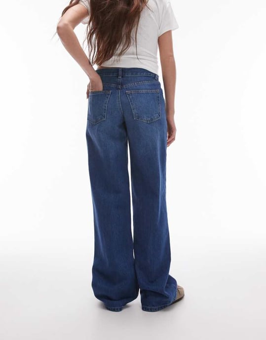 Topshop – Ember – Mörkblå jeans med låg midja och vida ben - Image 3