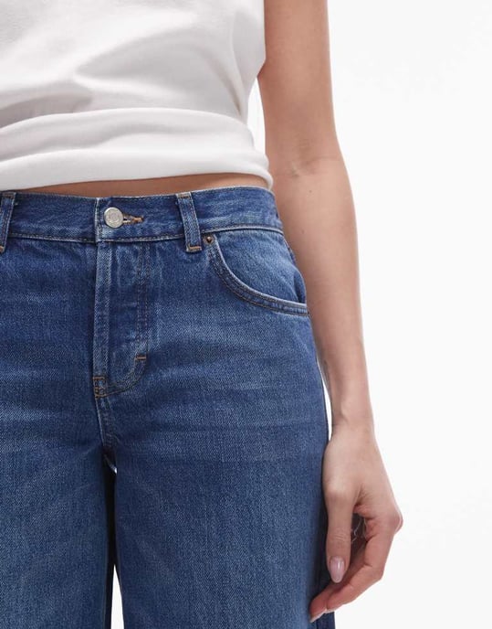 Topshop – Ember – Mörkblå jeans med låg midja och vida ben - Image 4