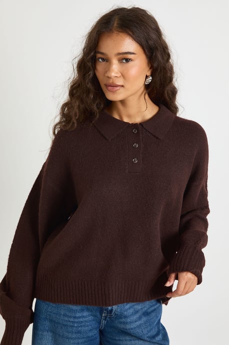 Collared Button Down Oversized Knitted Jumper - Image 1