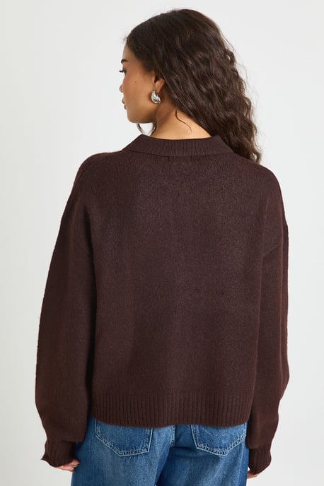 Collared Button Down Oversized Knitted Jumper - Image 2