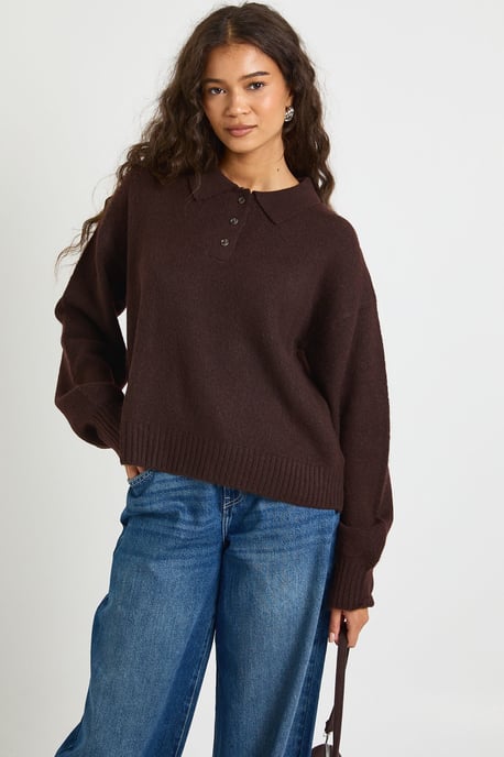 Collared Button Down Oversized Knitted Jumper - Image 3