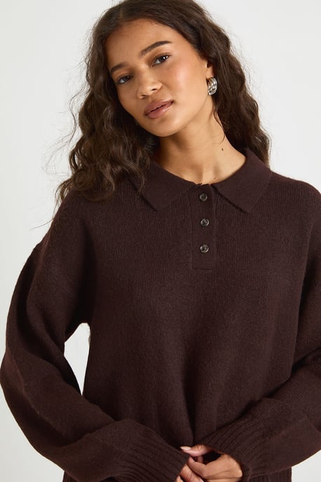 Collared Button Down Oversized Knitted Jumper - Image 4