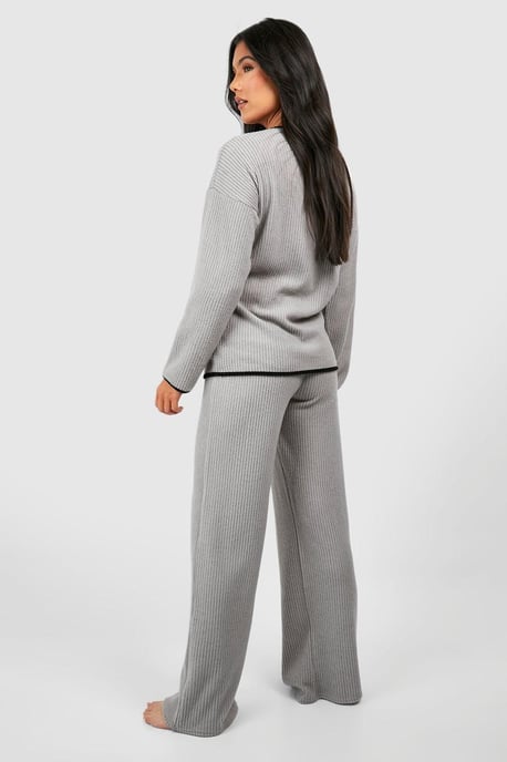 Maternity Contrast Soft Rib Loungewear Set - Image 2
