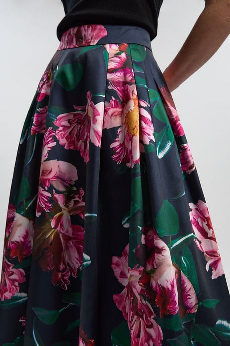 Romantic Floral Print Prom Woven Maxi Skirt - Image 3