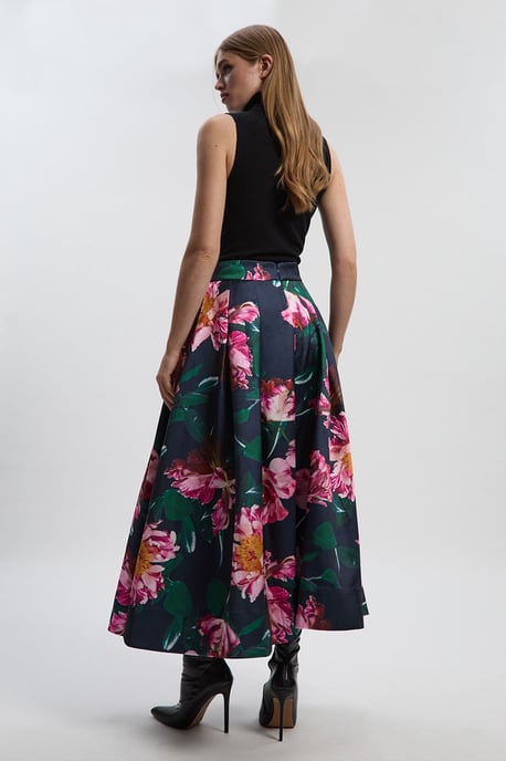 Romantic Floral Print Prom Woven Maxi Skirt - Image 4