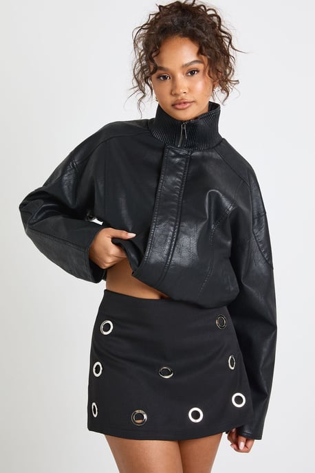 Chunky Eyelet Detail Mini Skort - Image 1