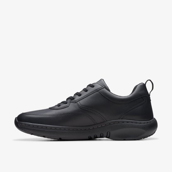 ClarksPro Veters Zwarte Leren Sneakers - Image 3