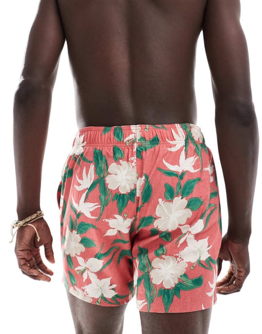 Hollister 5inch floral print swim shorts in red - Image 3
