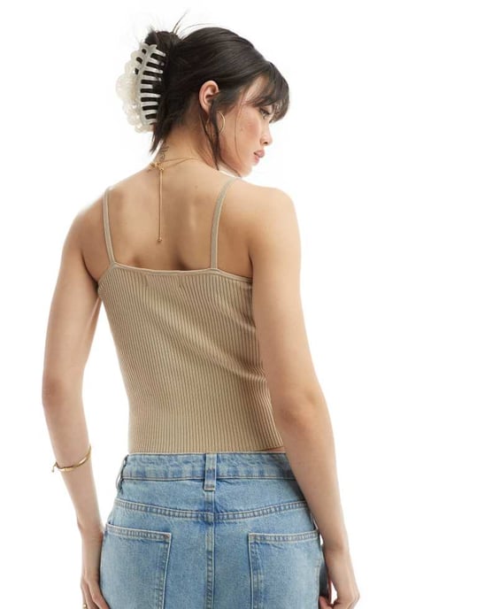 Vero Moda – Aware – Beige finstickad linne - Image 3