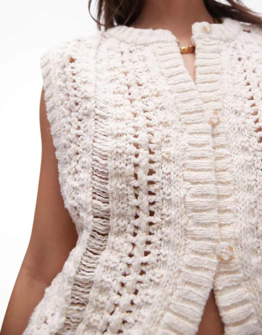 Topshop stickad t-shirt med sömdetaljer i stenfarbe - Image 3