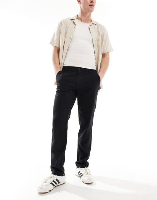 Jack & Jones – Svarta chinos i linneblandning - Image 1