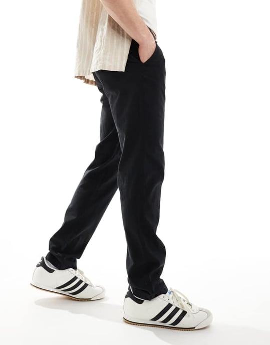 Jack & Jones – Svarta chinos i linneblandning - Image 4