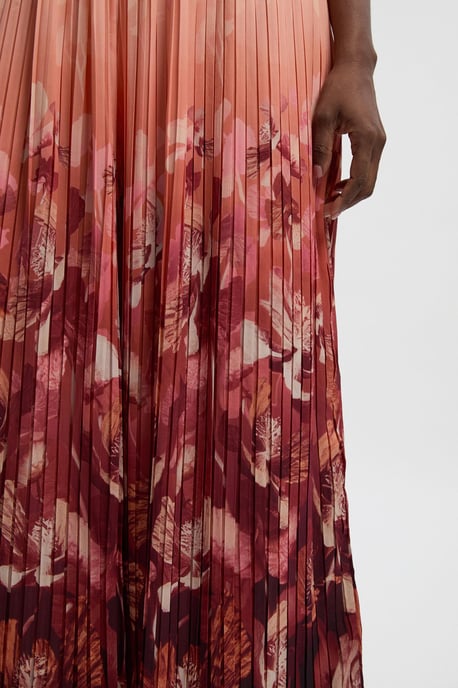 Pleated Floral Woven Wide Leg Trousers - Image 3