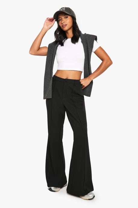 Petite Seam Detail Flare Leg Trousers - Image 1