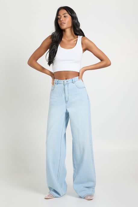Tall Mid Waist Loose Fit Wide Leg Jean - Image 1