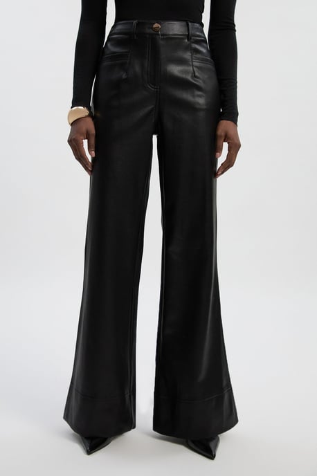Petite Faux Leather Tailored Kickflare Trouser - Image 2