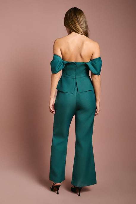 Peplum Bardot Wide Leg Jumpsuit - Image 4