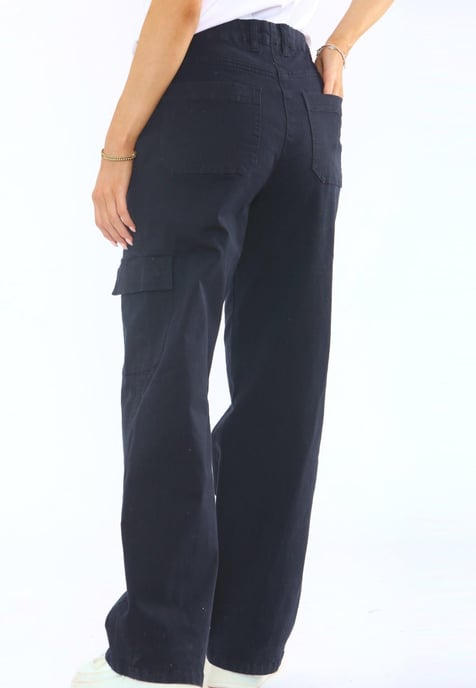 MYT Womens Wide Leg Cargo Combat Chino Trousers in Navy - Image 4