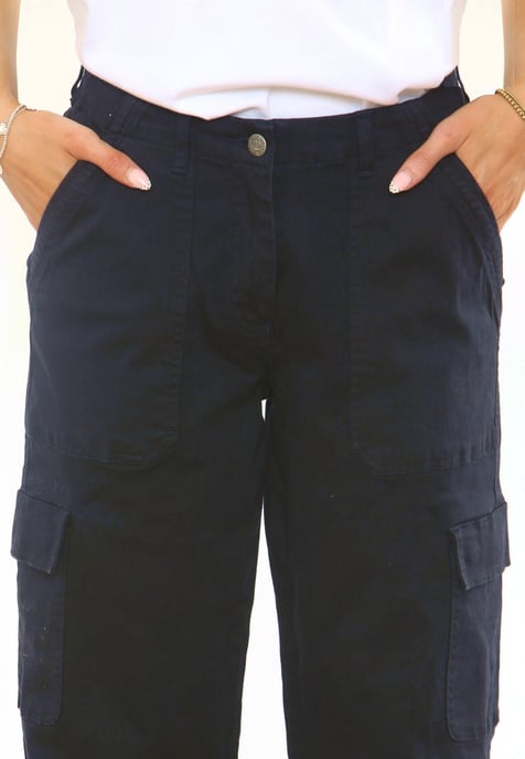 MYT Womens Wide Leg Cargo Combat Chino Trousers in Navy - Image 5