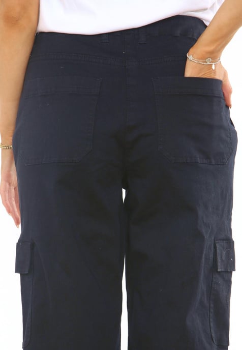 MYT Womens Wide Leg Cargo Combat Chino Trousers in Navy - Image 6