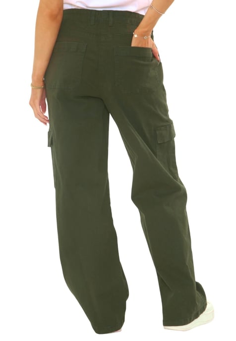 MYT Womens Wide Leg Cargo Combat Chino Trousers in Olive - Image 3