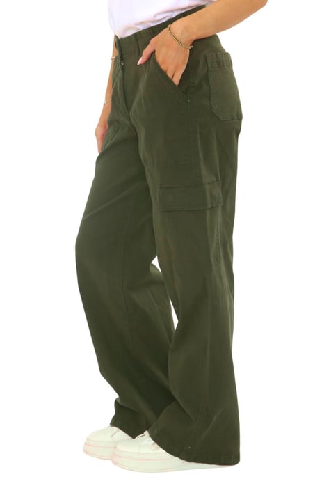 MYT Womens Wide Leg Cargo Combat Chino Trousers in Olive - Image 4