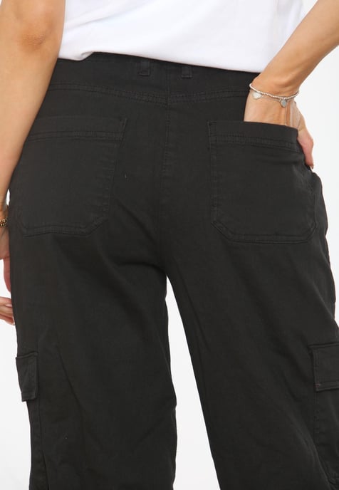 MYT Womens Wide Leg Cargo Combat Chino Trousers in Black - Image 6