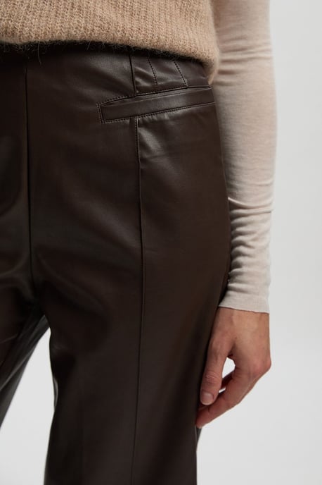 Faux Leather Seam Detail Wide Leg Tailored Trouser - Image 3