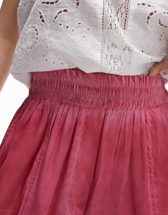 Topshop – Rosa, del av set med långa shorts i satin - Image 4