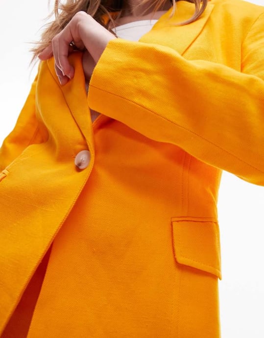 Topshop – Mangofärgad, överdimensionerad kavaj i linneblandning, del av set - Image 2