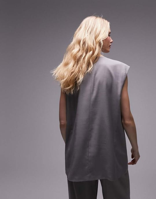 Topshop – Tonic – Ljusgrå, oversized väst - Image 2