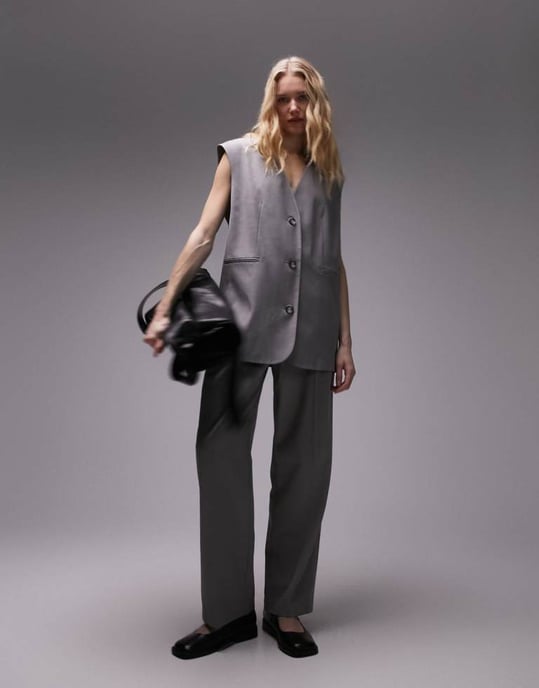 Topshop – Tonic – Ljusgrå, oversized väst - Image 4