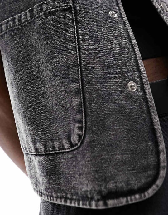 ASOS DESIGN – Svart utility-väst med syratvätt - Image 4