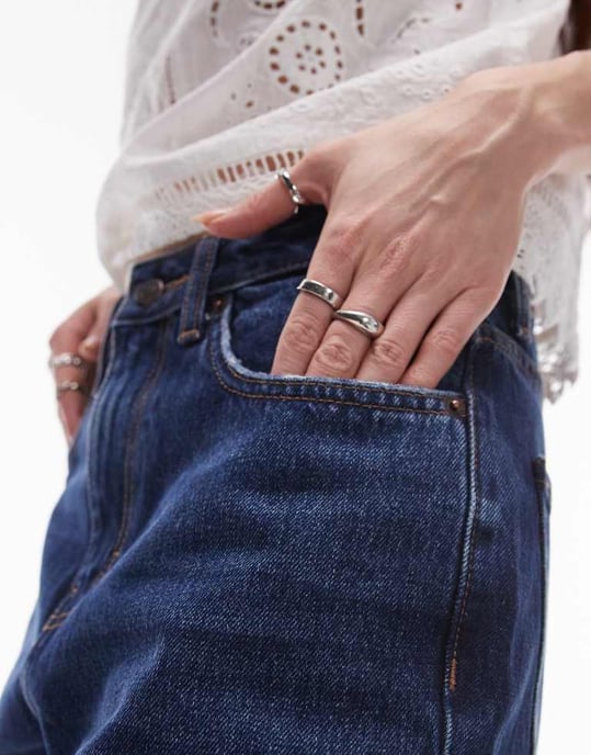 Topshop Original Mom – Mörkblå jeans med hög midja - Image 2