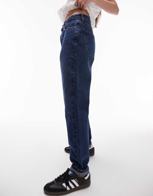 Topshop Original Mom – Mörkblå jeans med hög midja - Image 4