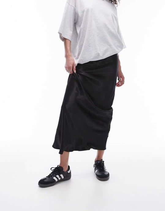 Topshop – Svart maxikjol i satin - Image 3