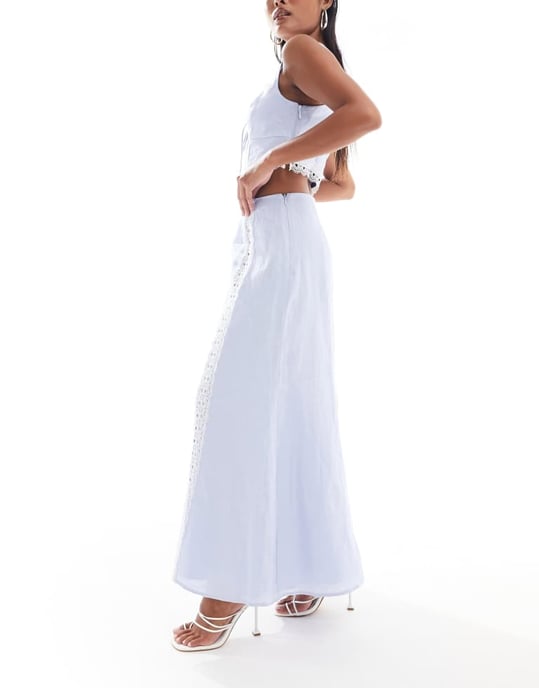 Ever New Petite – Babyblå maxikjol med spetsdetalj, del av set - Image 2