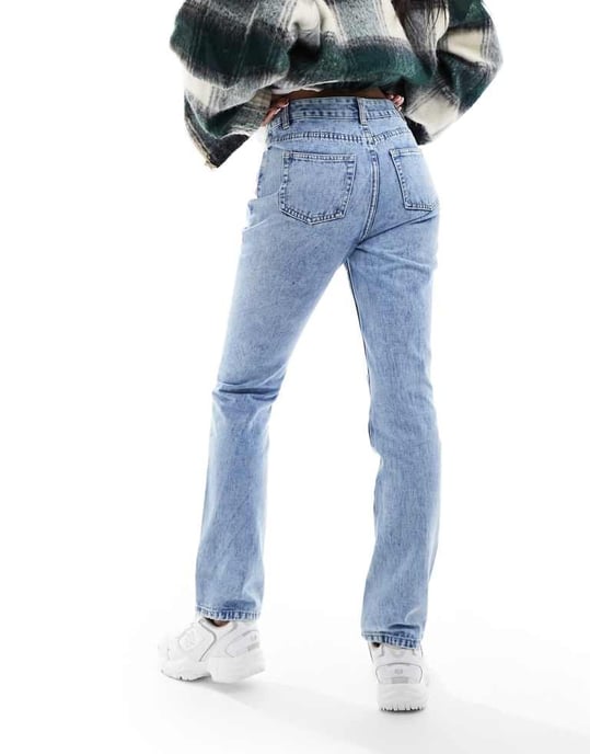 In The Style – Blå jeans med raka ben och blekt tvätt - Image 4