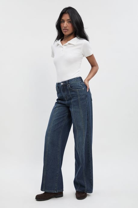 Seam Detail High Waist Straight Leg Jean - Image 3