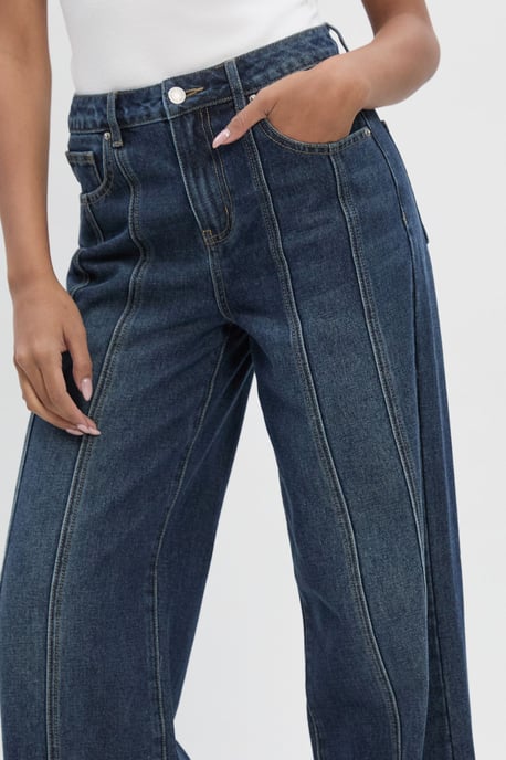 Seam Detail High Waist Straight Leg Jean - Image 4